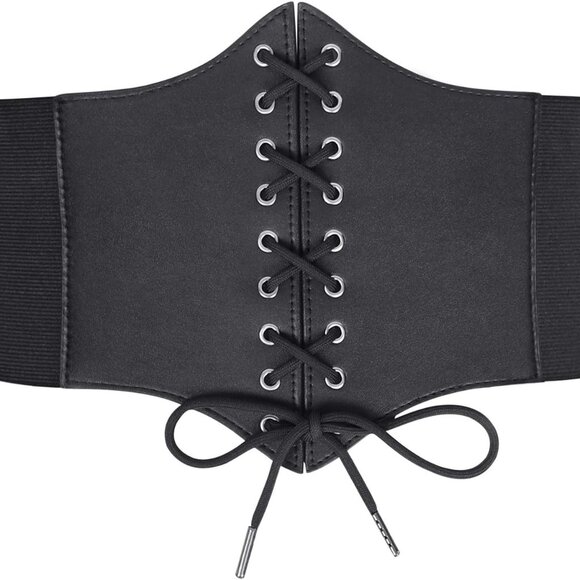 Women's Lace-up Corset Elastic Waist Belt Wide Tied Waspie Costume - Picture 1 of 6